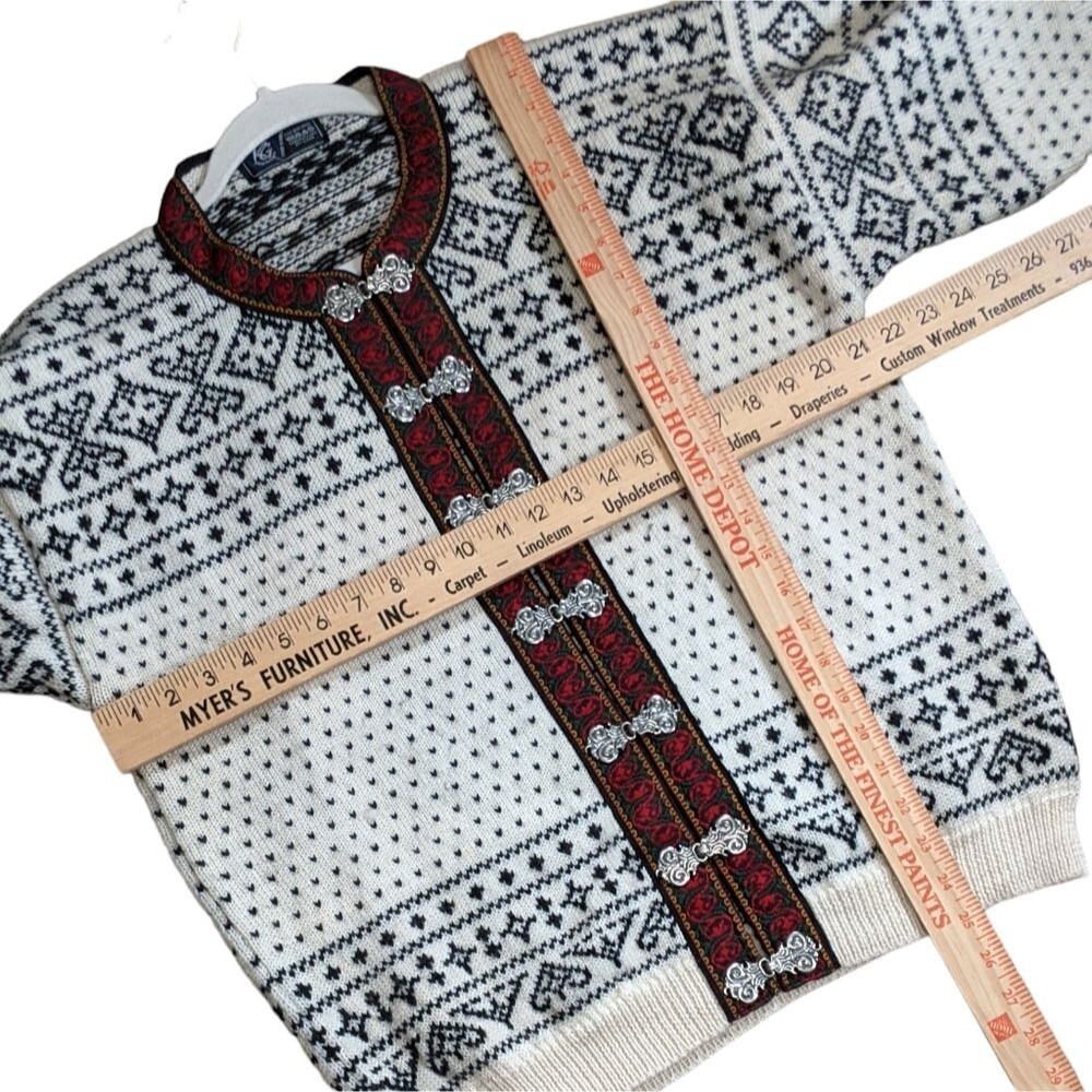 ET KG Norwegian Icelandic fisherman Faire Isle sweater cardigan - Picture 3 of 11